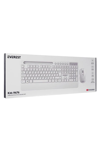 9676 Beyaz Multimedya Tablet Telefon Standlı Klavye + Mouse Set Kablosuz Set Wireless Set - 8