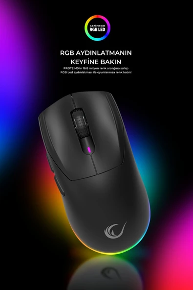 Prote M5 Bluetooth-kablosuz-kablolu Rgb Şarjlı 24000 Dpı 3311 Hafif Gaming Mouse Oyuncu Mouse Siyah - 6