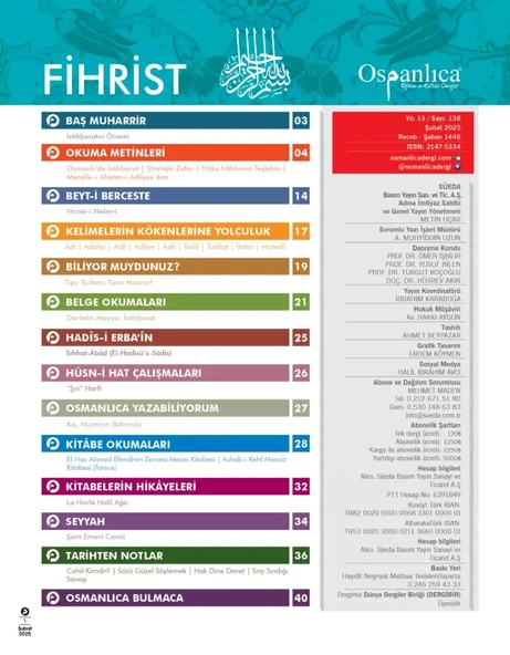 Şubat 2025 Osmanlıca Dergisi - Resim 2