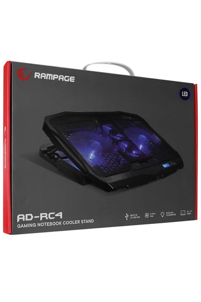 Ad-rc4 Mavi Ledli 15-17 Inç 4 Fanlı Kontrol Panelli Pro Notebook Laptop Soğutucu Stand - 7