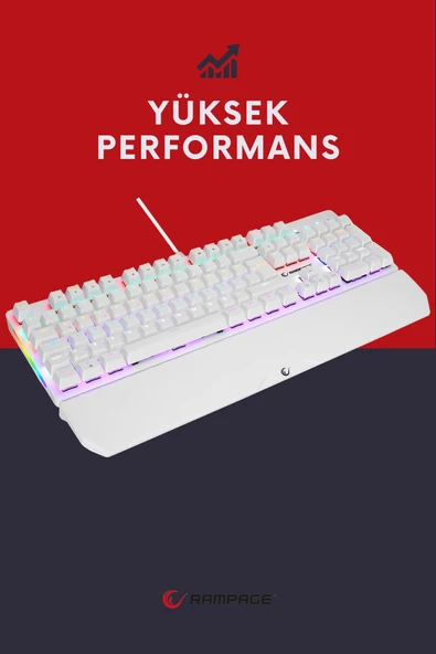 KB-R86 Umbra Beyaz Rainbow Red Switch Full Mekanik Klavye Gaming Klavye Oyuncu Klavye Türkçe - 4