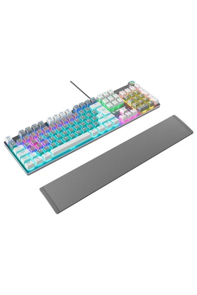 KB-R28 BLADE PLUS GRİ-BEYAZ Gökkuşağ Türkçe Blue Switch Mekanik Klavye Oyuncu Gaming Klavye - 4