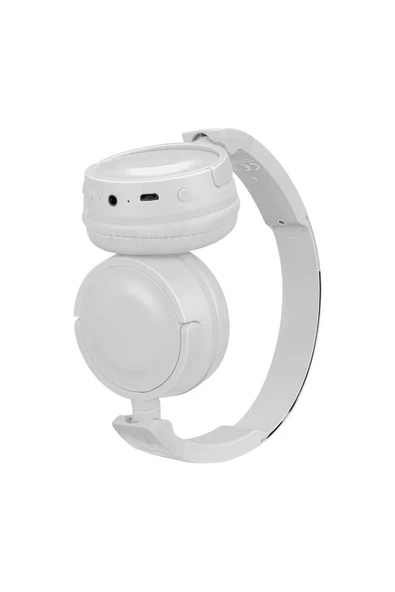 Beyaz Baty Bluetooth Kulaklık Katlanabilir Kulak Üstü Kulaklık Aux Giriş Microsd - 5