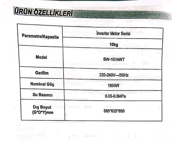 BEXEL BW-1014WT 10 KG INVERTER ÇAMAŞIR MAKINASI - 4