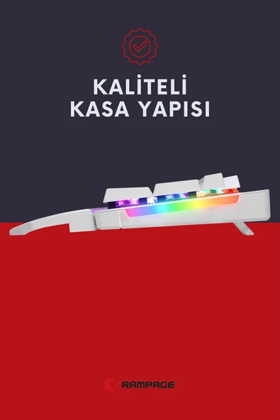 KB-R86 Umbra Beyaz Rainbow Red Switch Full Mekanik Klavye Gaming Klavye Oyuncu Klavye Türkçe - 3