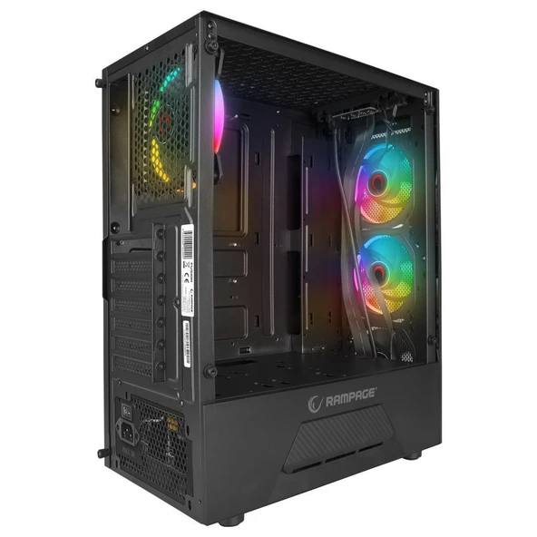 Rampage FUSION 650W 80+ BRONZE 4*12cm Rainbow Temperli Camlı ATX Mid-T Gaming Oyuncu Kasası - 3
