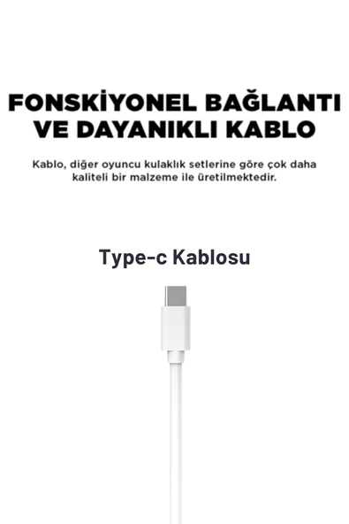 K90 Beyaz Rgb Typc-e Kulaklık Gaming Kulaklık Mikrofonlu Oyuncu Kulaklığı Typce Kulaklık - 7