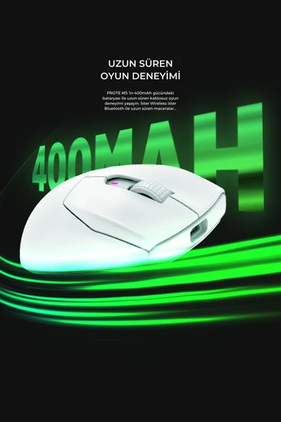 Prote M5 Bluetooth-kablosuz-kablolu Rgb Şarjlı 24000 Dpı 3311 Hafif Gaming Mouse Oyuncu Mouse Beyaz - 5