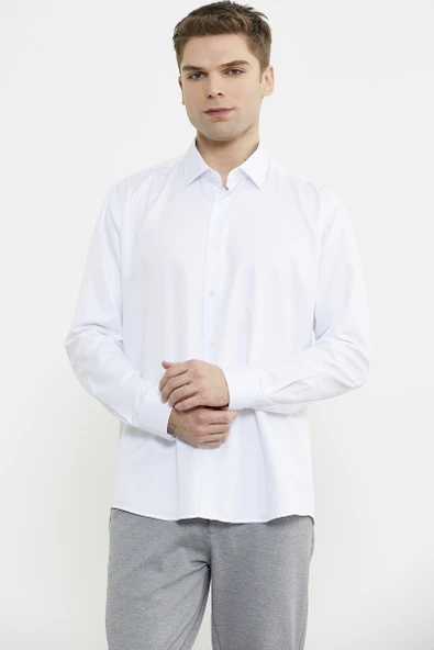 Klasik Uzun Kol Gömlek - Beyaz