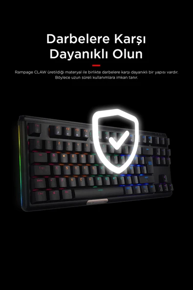 Claw Red Switch Rgb Q Mekanik Klavye Gaming Klavye Oyuncu Klavyesi TKL Klavye Antighosting Kompakt - 6