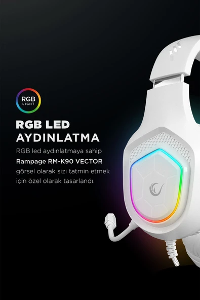 K90 Beyaz Rgb Typc-e Kulaklık Gaming Kulaklık Mikrofonlu Oyuncu Kulaklığı Typce Kulaklık - 2