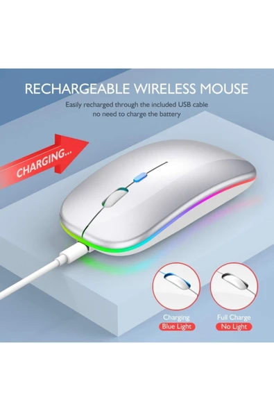Smw-306r Gümüş 800/1200/1600dpi Şarjlı Mouse Kablosuz Mouse Rgb Süper Sessiz - 6