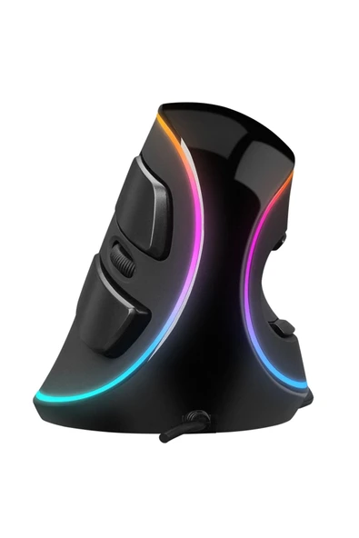 Smx-r618 Terrıfıc Siyah Ultra Rgb Efektli 4000dpi 6 Tuşlu Dikey Ergonomik Dikey Mouse - Resim 4
