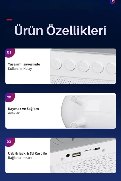Md-g111 Rgb Işıklı Kablosuz Şarj Bluetooth Hoparlör Speaker 15 Watt Beyz 1800mah Bt/tf/usb Wireless - 6
