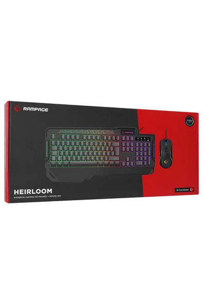 KM-28 Heirloom Işıklı 7 Tuş 8000DPI Gaming Klavye + Mouse Set Oyuncu Set Oyuncu Klavye Oyuncu Mouse - 8