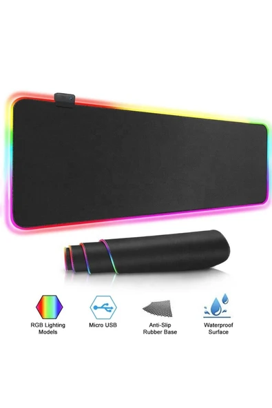 Mp-22 Siyah 300*800*3mm Rgb Ledli Gaming Mouse Pad Xl Mouse Pad Tam Boy - 3