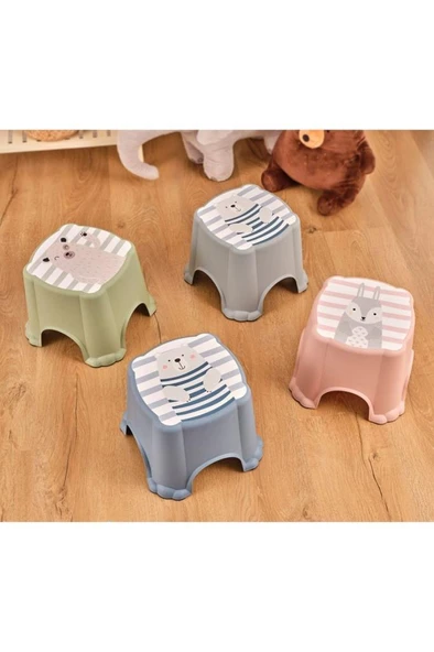Flosoft Kaydırmaz Çocuk Taburesi, Figürlü Çocuk Banyo Lavabo Klozet Taburesi - 6