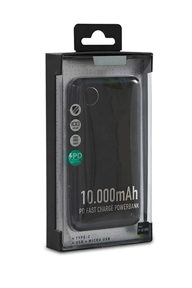 IP-QC10PD 10000mAh PD Süper Hızlı Şarj Metal Kasa Powerbank Gri Taşınabilir Pil Şarj Cihazı - 4