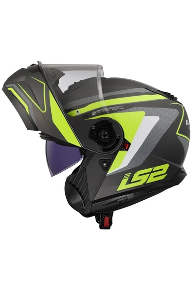 LS2 STROBE 2 PHANTOM MAT TITANIUM-NEON SARI ÇENE AÇILIR MOTOR KASKI - 3