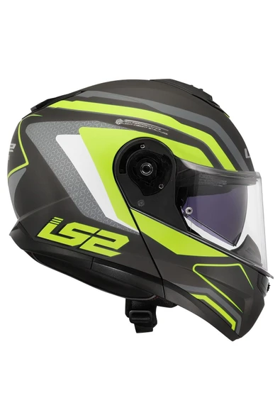 LS2 STROBE 2 PHANTOM MAT TITANIUM-NEON SARI ÇENE AÇILIR MOTOR KASKI - 5