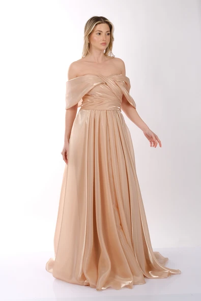 Ankyra Kadın Düşük Omuzlu Drape Şifon Abiye Elbise 25Y1222 - 23