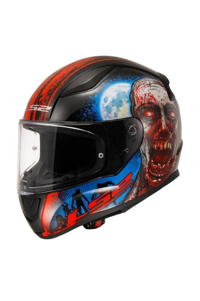 LS2 Rapıd 2 Zombıe Kapalı Kask Siyah - Kırmızı