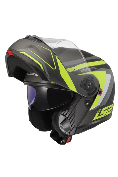 LS2 STROBE 2 PHANTOM MAT TITANIUM-NEON SARI ÇENE AÇILIR MOTOR KASKI - 2