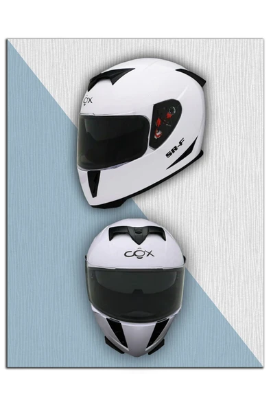 COX SR-F BEYAZ KAPALI MOTOSİKLET KASKI