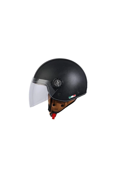 SWAY SW 701 SİYAH DERİ YARIM KASK