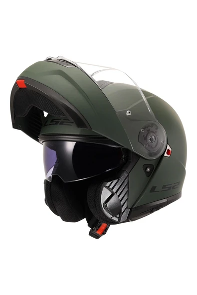 LS2 STROBE 2 MAT YEŞİL ÇENE AÇILIR MOTOR KASKI - 5