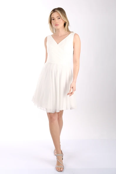 DORİDORCA Kadın Geniş Askılı Simli Mini Abiye Elbise 22243012 - 7