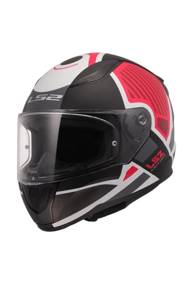 LS2 Rapıd 2 Grıd Kapalı Kask Mat Siyah - Beyaz - Kırmızı