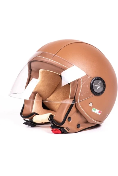 SWAY SW 701 KAHVERENGİ DERİ KASK - 3