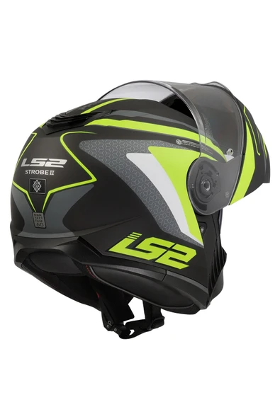 LS2 STROBE 2 PHANTOM MAT TITANIUM-NEON SARI ÇENE AÇILIR MOTOR KASKI - 4