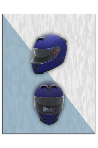 COX SR-F MAT MAVİ KAPALI MOTOSİKLET KASKI - 3