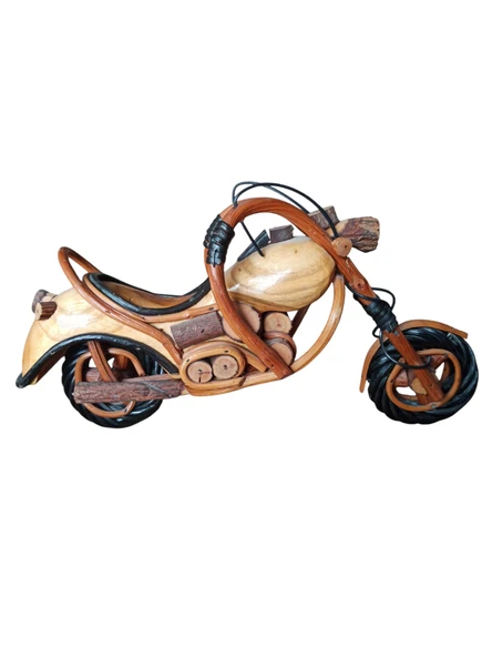 vintage ahşap tasarım dekoratif motorsiklet 30 cm