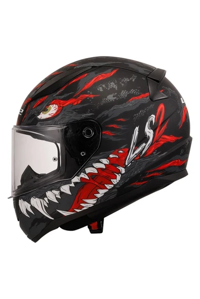 LS2 RAPID 2 KAIJU MAT SİYAH-KIRMIZI KASK - 2