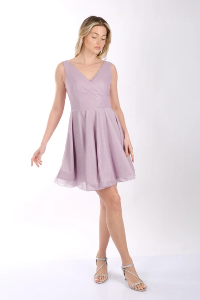 DORİDORCA Kadın Geniş Askılı Simli Mini Abiye Elbise 22243012 - 10