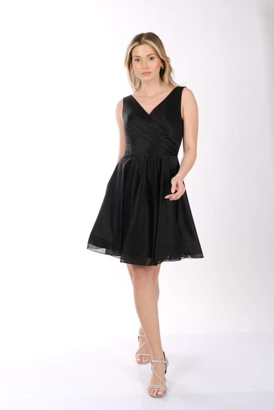 DORİDORCA Kadın Geniş Askılı Simli Mini Abiye Elbise 22243012 - 12