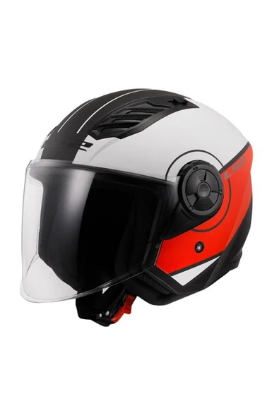 LS2 AIRFLOW 2 COVER MAT SİYAH-KIRMIZI-BEYAZ AÇIK MOTOR KASKI