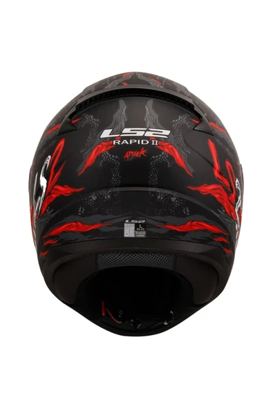 LS2 RAPID 2 KAIJU MAT SİYAH-KIRMIZI KASK - 5