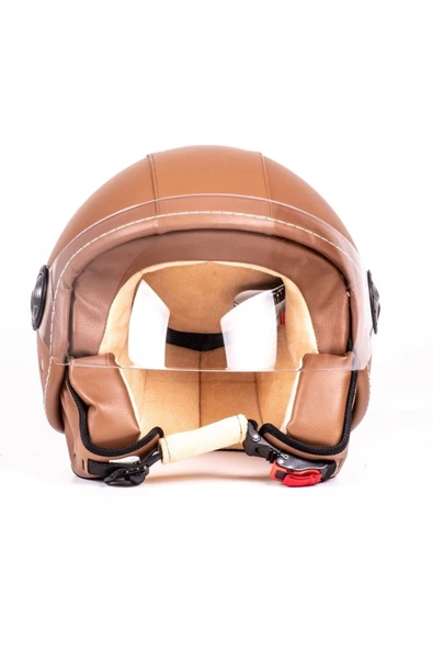 SWAY SW 701 KAHVERENGİ DERİ KASK - 4