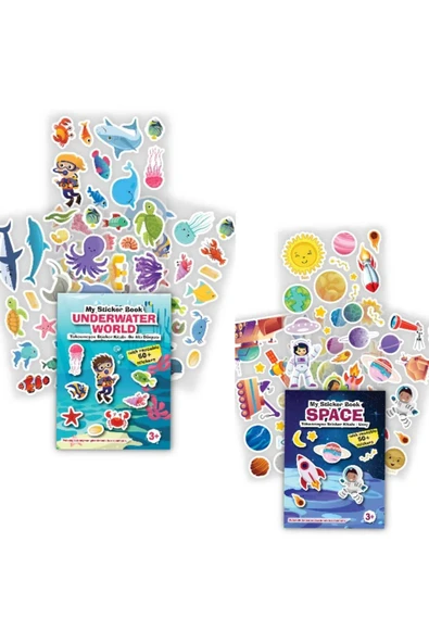 MERT BEBEK My Sticker Book '' Su Altı Dünyası-uzay'' , 2li Tükenmeyen Sticker Kitabım