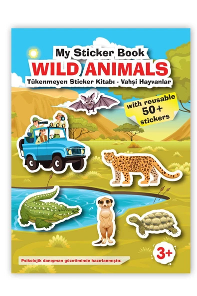 MERT BEBEK My Sticker Book '' Vahşi Hayvanlar-dinozorlar'' , 2li Set Tükenmeyen Sticker Kitabım - 4