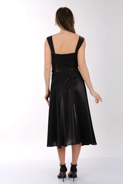 Kadın İnci Taşlı Tüllü Kısa Abiye Elbise Ankyra 25YANK3204 - Resim 11