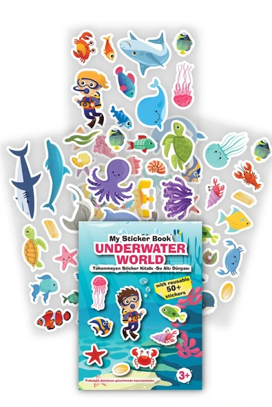 MERT BEBEK My Sticker Book '' Su Altı Dünyası-uzay'' , 2li Tükenmeyen Sticker Kitabım - 2
