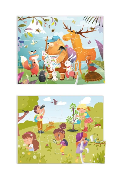 MERT BEBEK İKİ PUZZLE BİR KUTUDA HAYVANLAR KEŞİFTE - BENİM DOĞA PUZZLEM - 2
