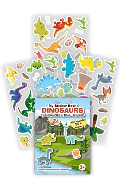 MERT BEBEK My Sticker Book '' Vahşi Hayvanlar-dinozorlar'' , 2li Set Tükenmeyen Sticker Kitabım - 3