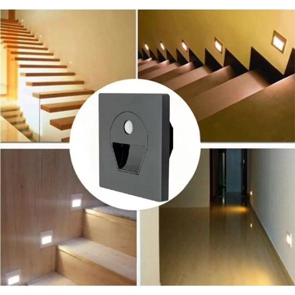 CATA CT-5170SB 1W sensörlü Ledli koridor ofis oda armatürü siyah kasa 6400K Soguk beyaz Işık - 2