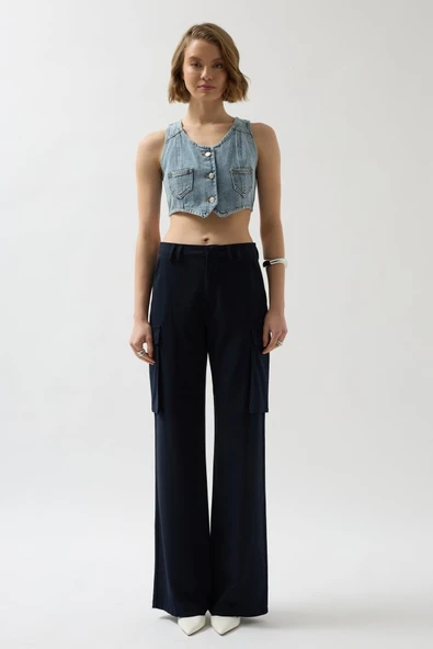 Denim Cepli Yelek - 2